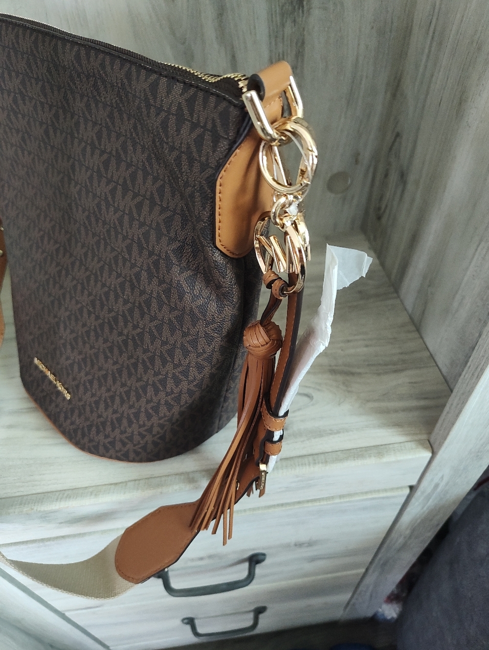 Michael Kors Brown Signature Monogram Bucket Bag New With Tags - Picture 2 of 7